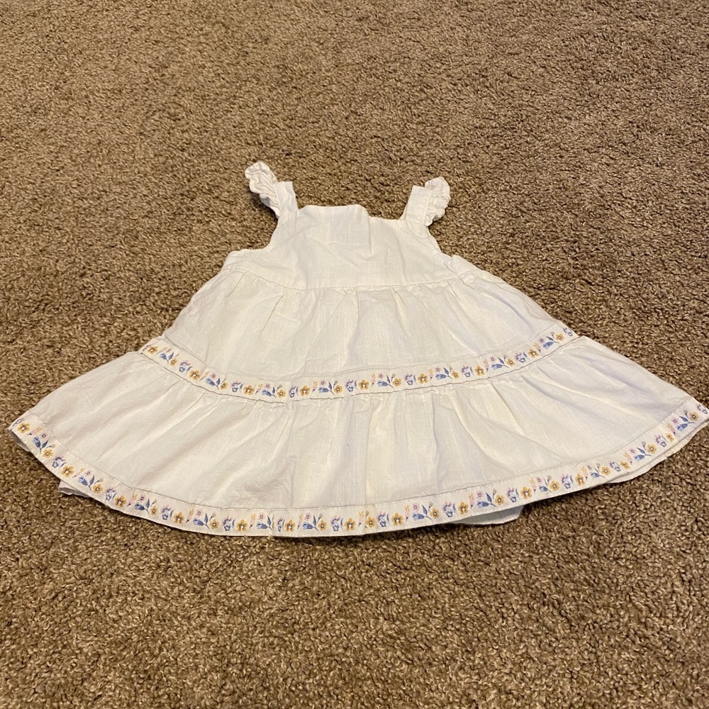 Rachel Zoe White Tiered Sundress with Floral Trim